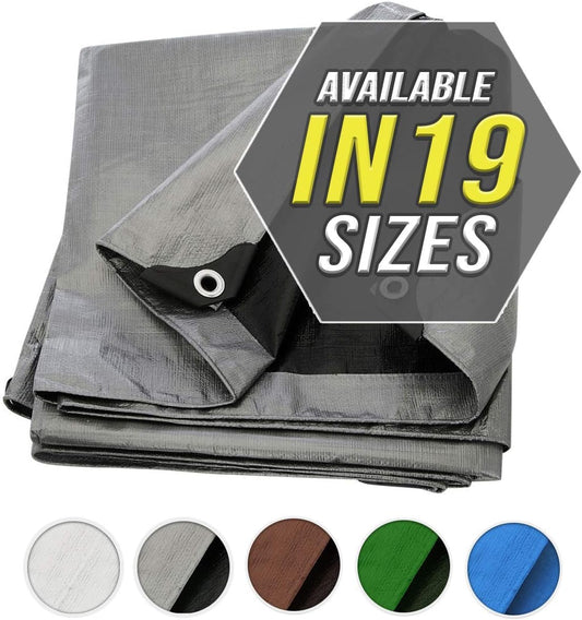 Large Waterproof Tarp - Heavy Duty 20 Mil Thick Poly Tarpaulin Ideal for Canopy Tents, Boats, RV or Pool Covers - Multipurpose Protective Tarps with Grommets for Indoor and Outdoor Use | 30' x 40'
