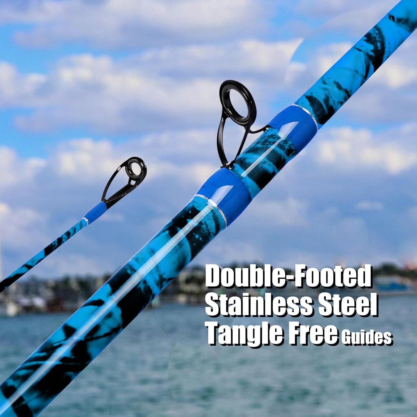 Fiblink 2-Piece Boat Conventional Fishing Rod Portable Spinning/Casting Rod Carbon Fishing Pole