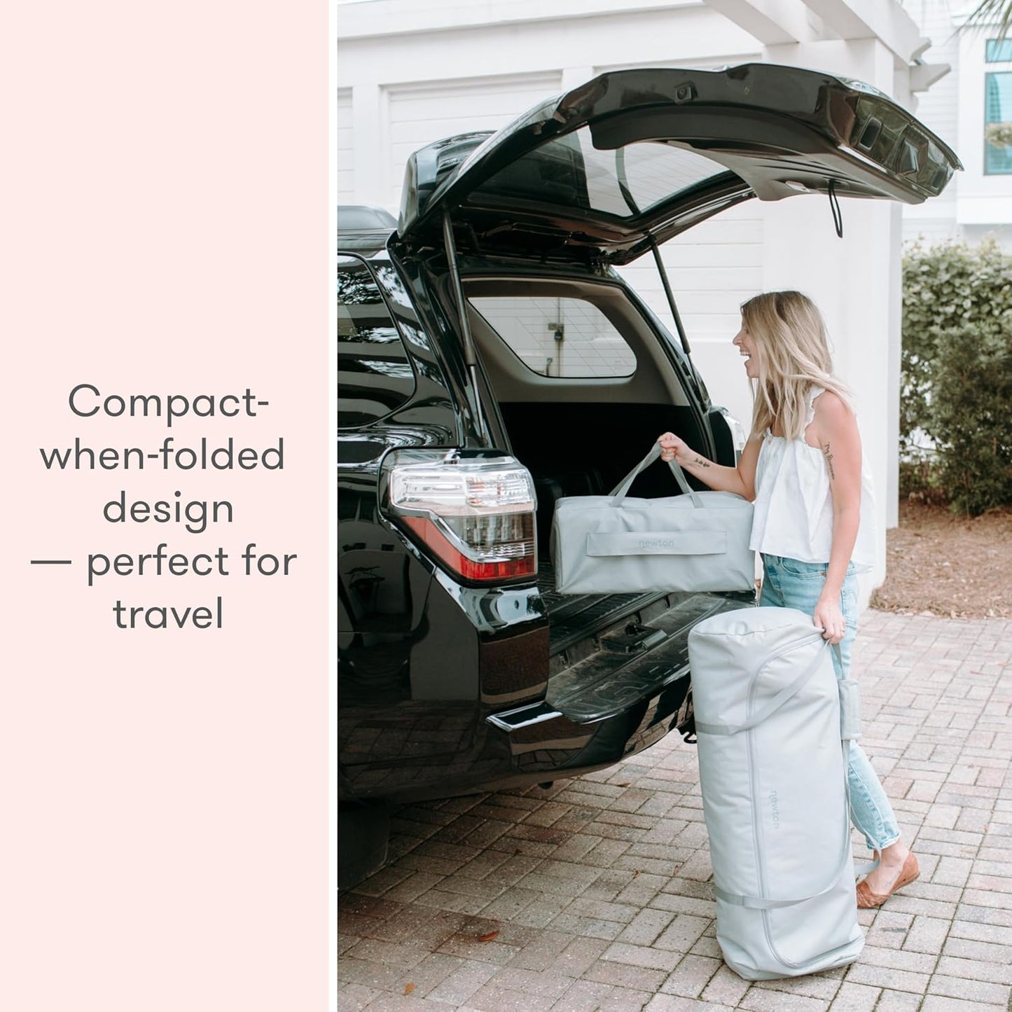 Newton Baby Deluxe Travel Crib & Play Yard | Breathable, Washable Mattress, Foldable Playpen for Toddlers, Travel Bag, Grey