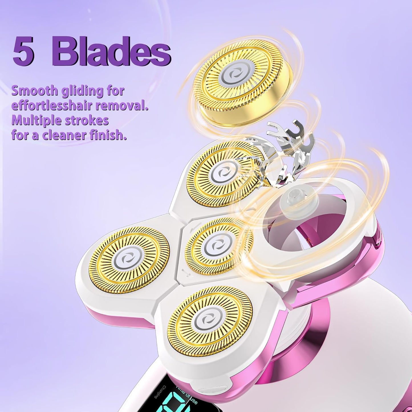 Electric Razors for Women Legs：5D Magnetic Detachable Head Flawless Razor-IPX7 Waterproof Wet Dry Cordless Trimmer-USB Rechargeable Travel Kit